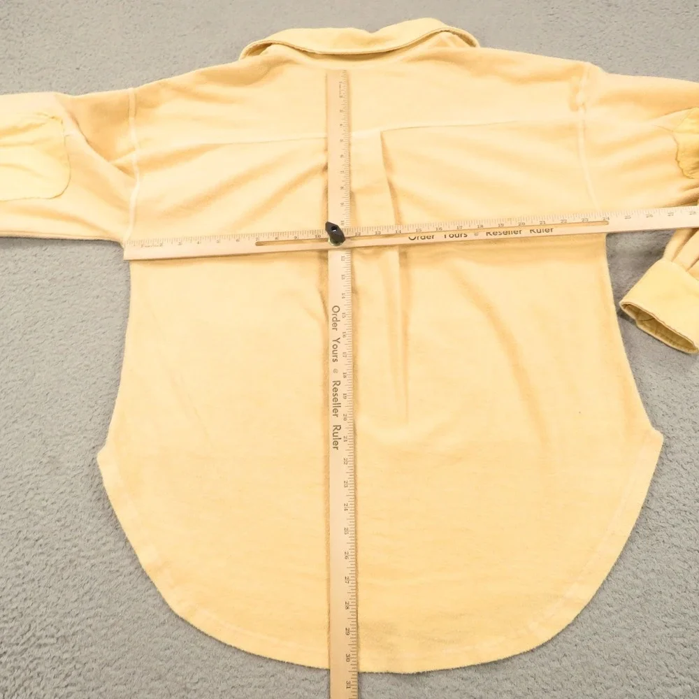 Free People Top Womens Small Cream Oversized Shacket Jacket Elbow Patch Campfire